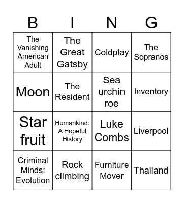 Get To Know Me! Bingo Card