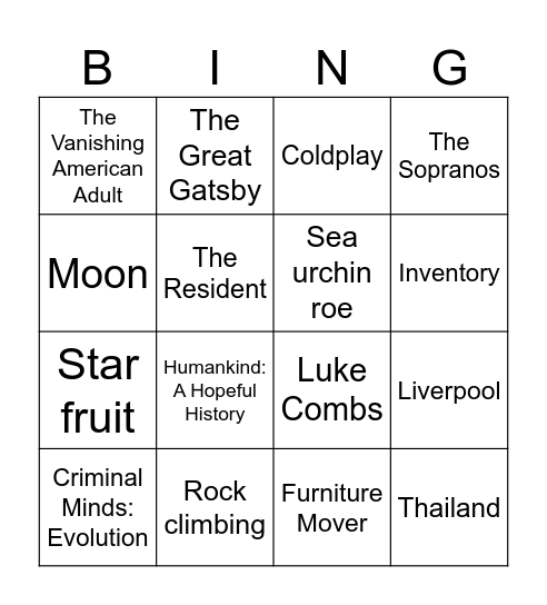 Get To Know Me! Bingo Card