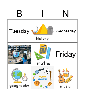 School subjects Bingo Card