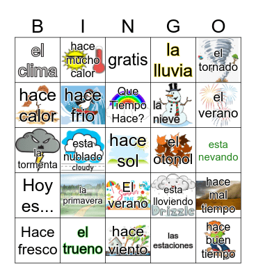 El Tiempo /  WEATHER Bingo Card