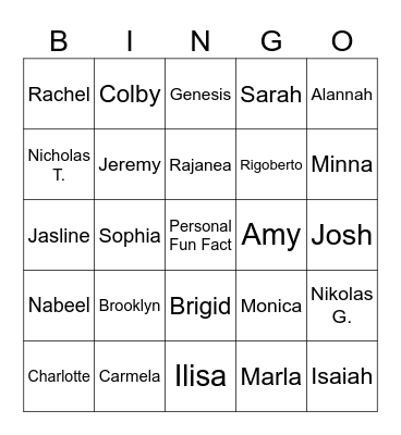 GSP Icebreaker Bingo Card