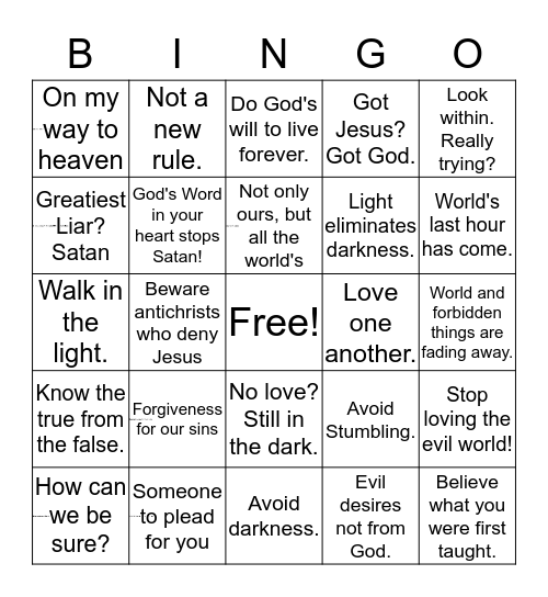 Walking in Freedom Bingo Card