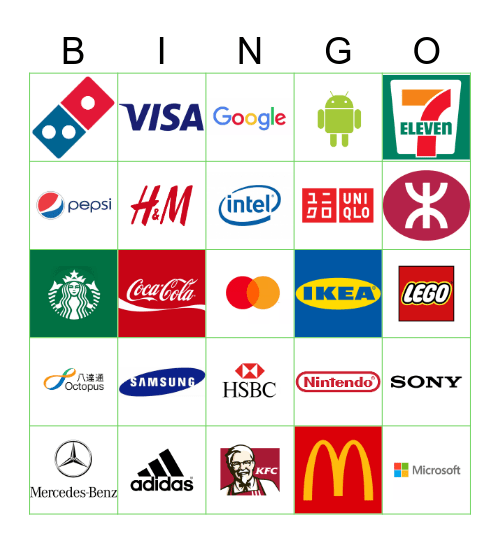 Famous Brands/Logos in HK Bingo Card