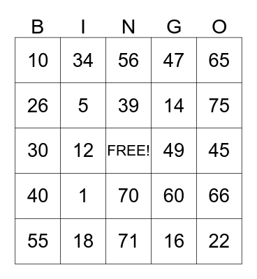 TAKAYA BINGO! Bingo Card