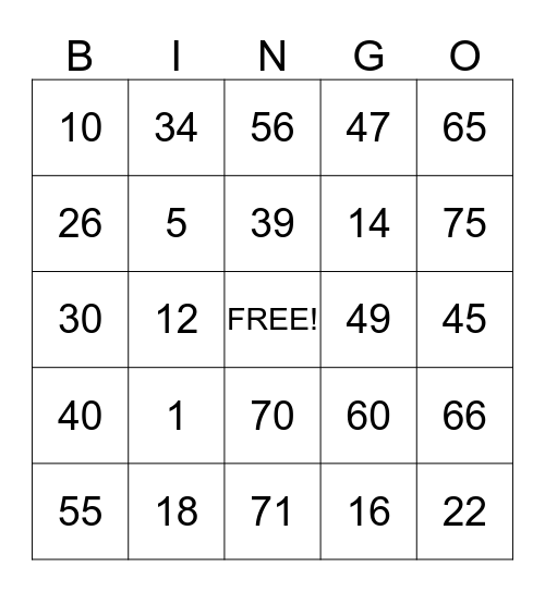TAKAYA BINGO! Bingo Card