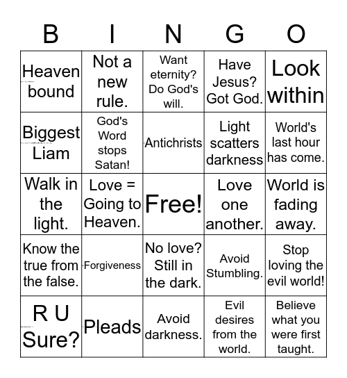 Walking in Freedom Bingo Card