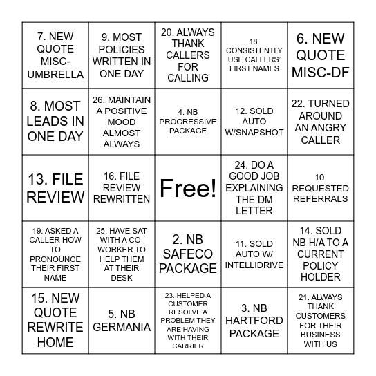 Brown & Brown VA NB Bingo Card