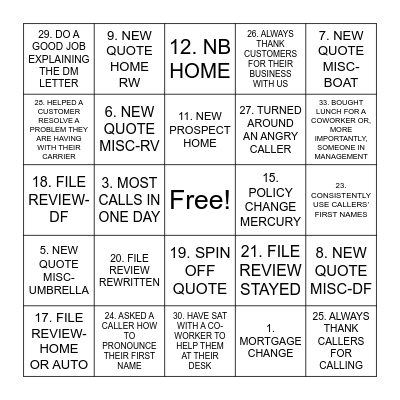 Brown & Brown VA Service Bingo Card