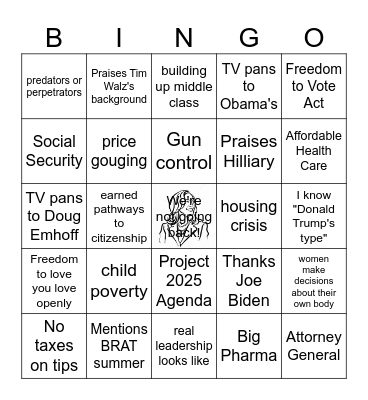 2024 DNC Watch Party Bingo Card