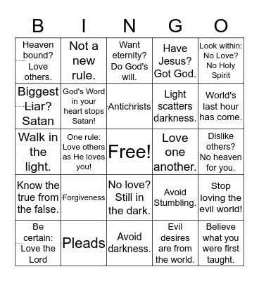 Walking in Freedom Bingo Card