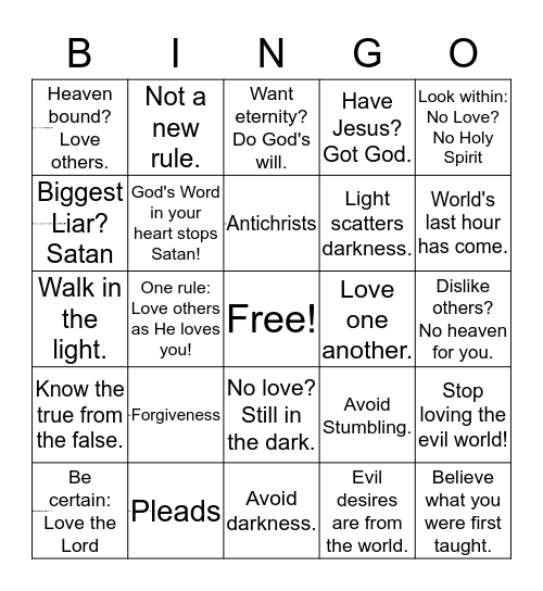 Walking in Freedom Bingo Card