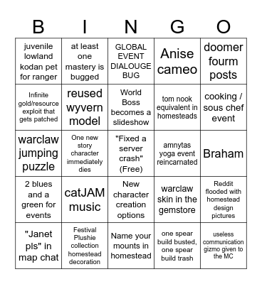 Expac Bingo (JW) Bingo Card