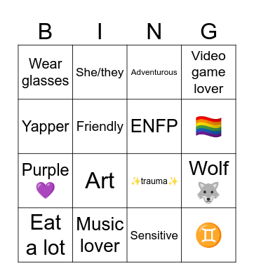 Joyce 🐺 Bingo Card