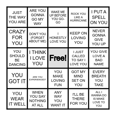 YOU Bingo Card