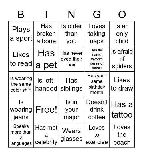 Find someone who... Bingo Card