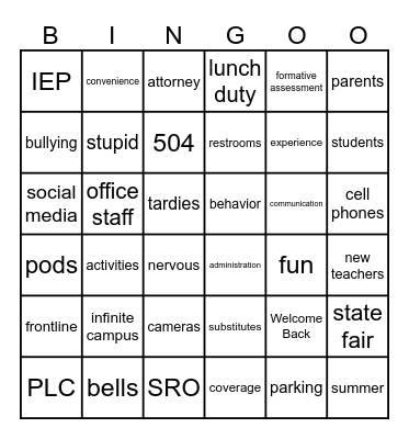 Words from the Don Bingo Card