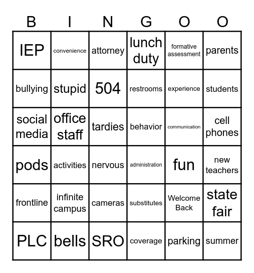 Words from the Don Bingo Card