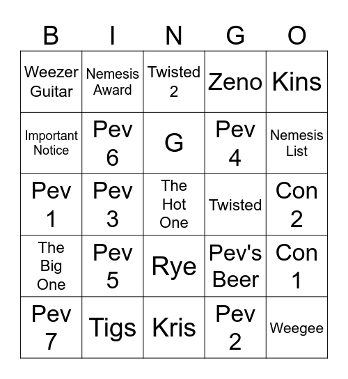 RadNerds Lethal Bingo Card