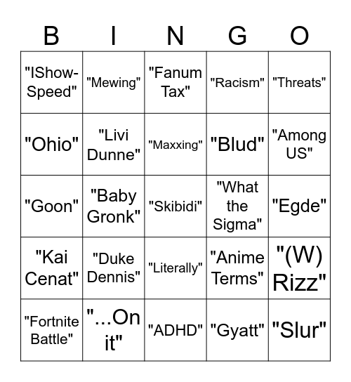 Untitled Bingo Card