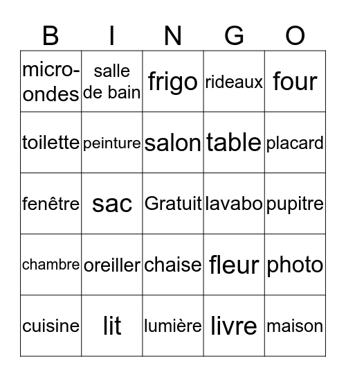 Ma Maison Bingo Card