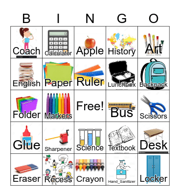 Back to School Bingo Card