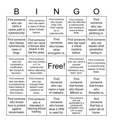 Cyber Bingo Card