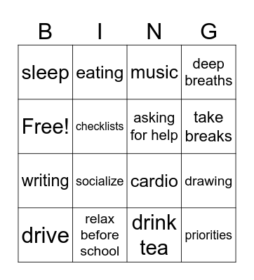 setting up for school success Bingo Card