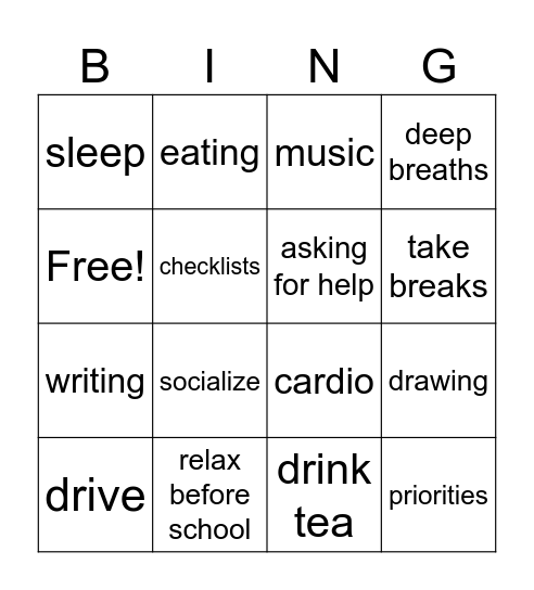 setting up for school success Bingo Card