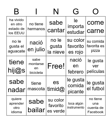 Encuentra a alguien que... Bingo Card