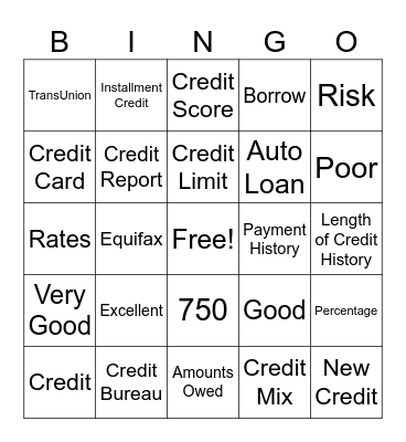 CREDIT Bingo Card