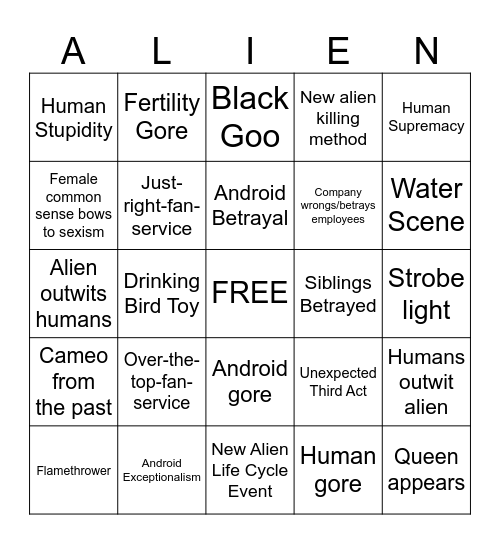 Alien:Romulus Bingo Card