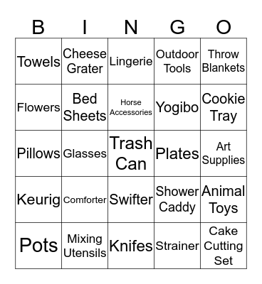 Tori's Bridal Shower Bingo Card