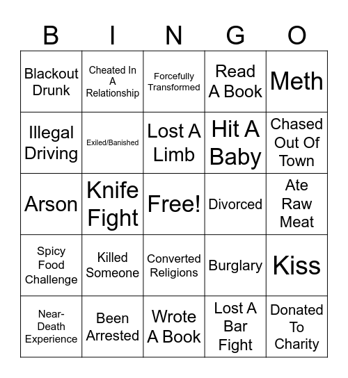 At Least Three Times Bingo Card