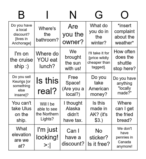 Corrington's Bingo Card