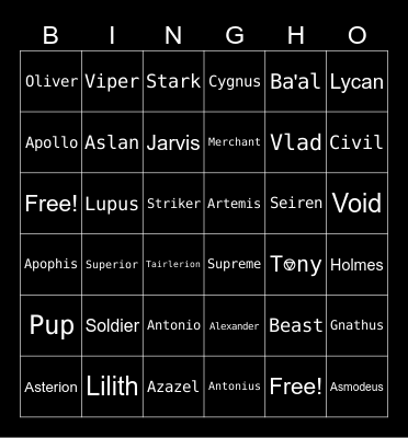 Blood System Bingo Card