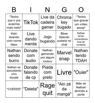 Bingo Lives do Nathan Bingo Card