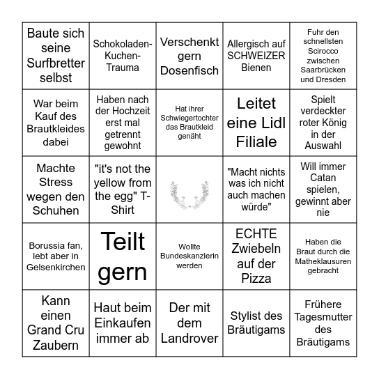 Findet den Gast ! Bingo Card