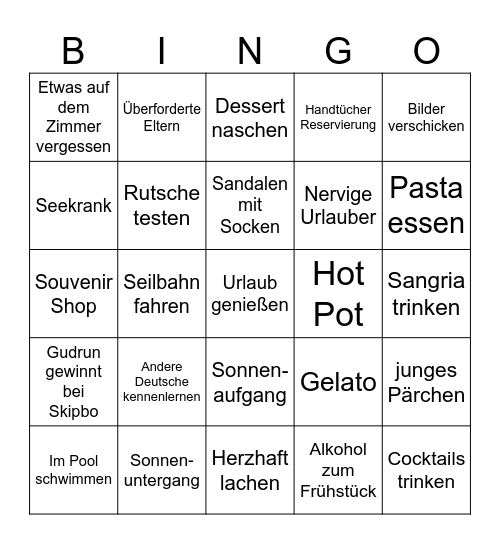 Nicole und Gudruns Abenteuer Bingo Card