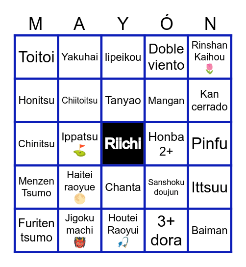 Bingo Torneo de Riichi de Invierno Mahjong Chile Bingo Card