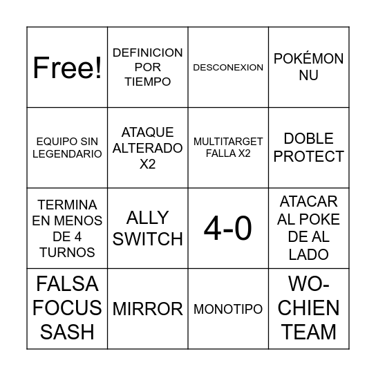 BINGO VGC 2024 Bingo Card
