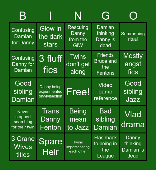 Demon Twins WWT Bingo Card