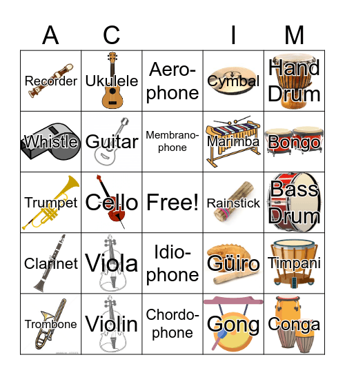 Instrument Bingo Card