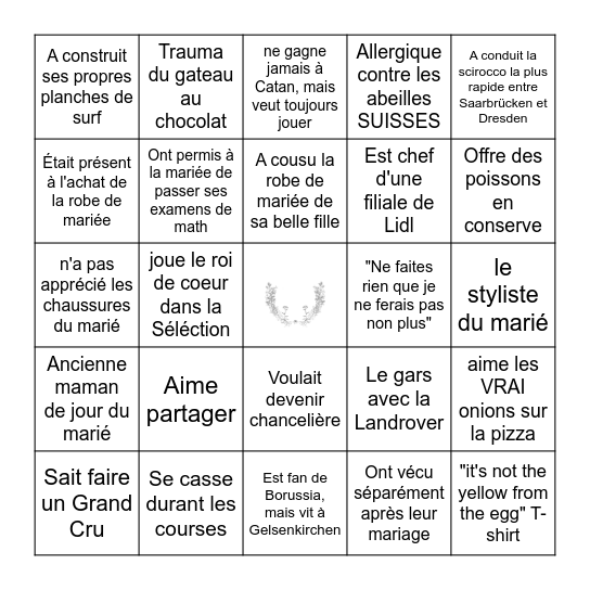 Trouve l'invité ! Bingo Card