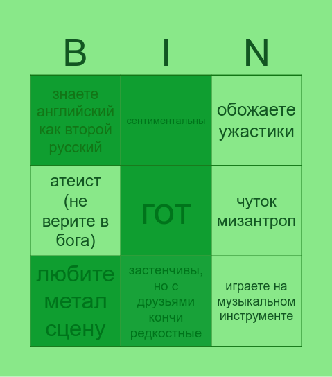 насколько вы схожи с чабуе?!?? Bingo Card