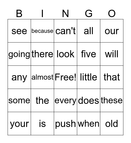 YMCA Bingo Card