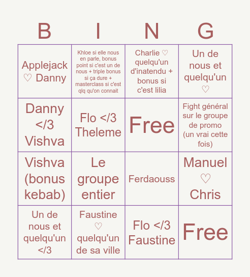 Bingo L3 annexe Bingo Card