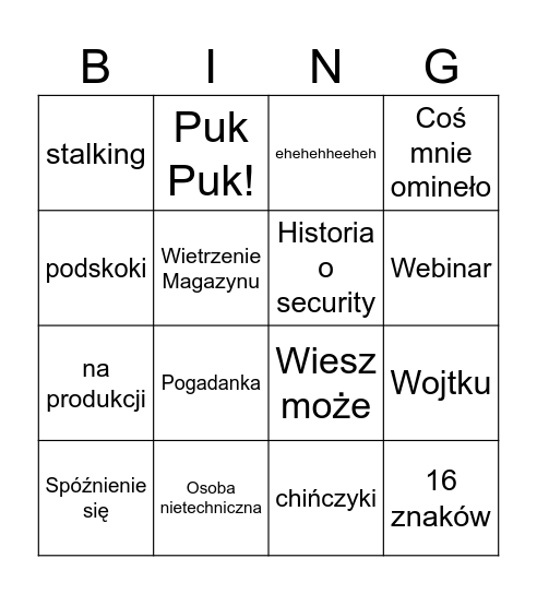 Cwel Bingo Card