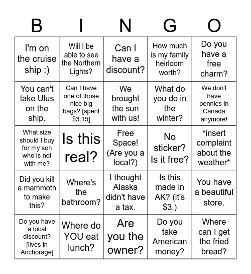 Corrington's Bingo Card