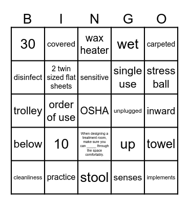 The Treatment Room Bingo Card