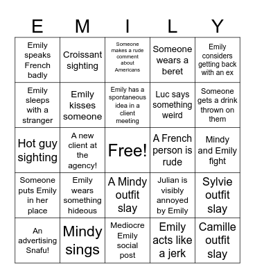 Season Four Bingo Card